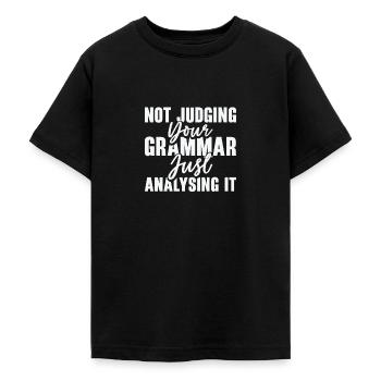 English Grammar Police Teacher Student Grammar - Teenage T-Shirt - black - Front - AI Model Teenager Male light (155cm)