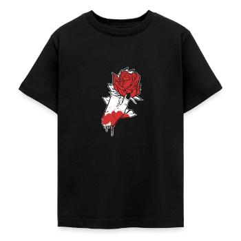 Esthétique Dark Pattern Main Saignement Tenant Rose - T-shirt Ado - noir - Devant - AI Model Teenager Male light (155cm)