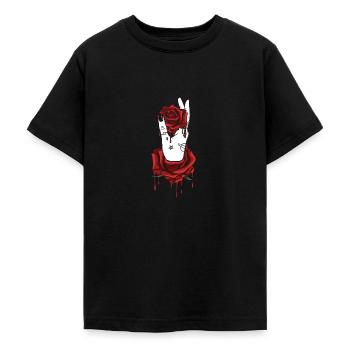 Esthétique Dark Pattern Main Saignement Tenant Rose - T-shirt Ado - noir - Devant - AI Model Teenager Male light (155cm)