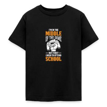 Kids Back to School Middle of the Game Attend - Teenage T-Shirt - black - Front - AI Model Teenager Male light (155cm)