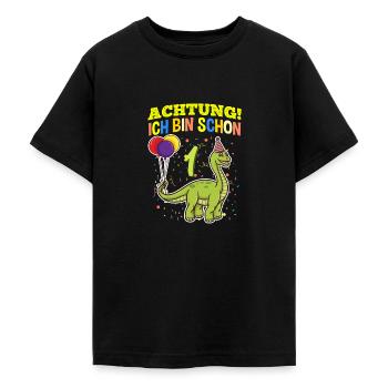 Achtung Ich Bin Schon 1 Geburtstag Brachiosaurus - Teenager T-Shirt - Schwarz - Vorne - AI Model Teenager Male light (155cm)