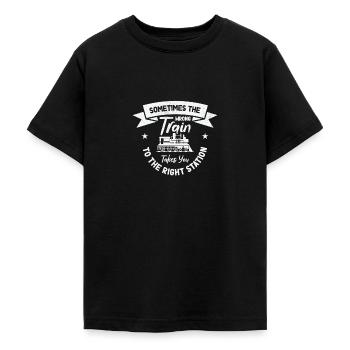 Train Transportation Train Lover Train Station - Teenage T-Shirt - black - Front - AI Model Teenager Male light (155cm)