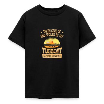 Remorqueur gâté Remorqueur Capitaine Mari Voile - T-shirt Ado - noir - Devant - AI Model Teenager Male light (155cm)