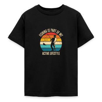 Angeln ist Teil meines aktiven Lebensstils - Teenager T-Shirt - Schwarz - Vorne - AI Model Teenager Male light (155cm)