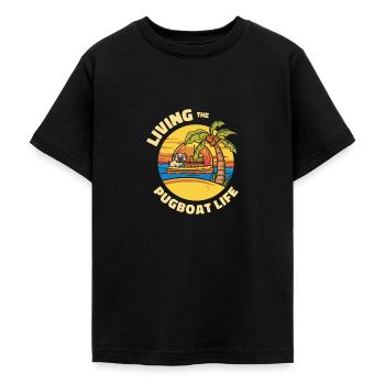Schlepper Mopsboot Leben Segeln Mops Eigner Boot - Teenager T-Shirt - Schwarz - Vorne - AI Model Teenager Male light (155cm)