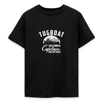 Tugboat Watercraft Cool Tugboat Captain Sailing - Teenage T-Shirt - black - Front - AI Model Teenager Male light (155cm)