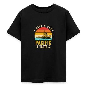 Tugboat Sailing Pacific Sea Breeze Watercraft - Teenage T-Shirt - black - Front - AI Model Teenager Male light (155cm)