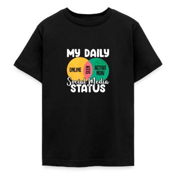 My Daily Social Media Status Venn Diagram Shirt - Teenage T-Shirt - black - Front - AI Model Teenager Male light (155cm)