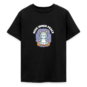 Gelassenheit Katze Yoga Katzenbesitzer Meditation - Teenager T-Shirt - Schwarz - Vorne - AI Model Teenager Male light (155cm)