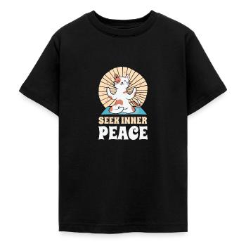 Gelassenheit Katze Yoga Katzenbesitzer Meditation - Teenager T-Shirt - Schwarz - Vorne - AI Model Teenager Male light (155cm)