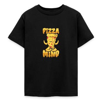 Sérénité Pizza Méditation Yoga Pizza - T-shirt Ado - noir - Devant - AI Model Teenager Male light (155cm)