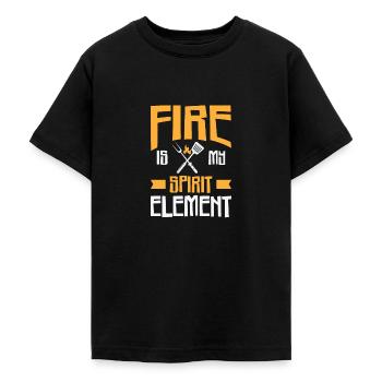 Cuisson Griller Feu Élément Cuisinier et Griller - T-shirt Ado - noir - Devant - AI Model Teenager Male light (155cm)