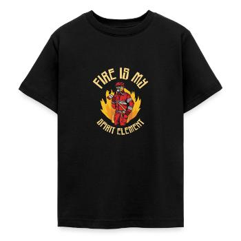 Élément de feu Pompier Pompier - T-shirt Ado - noir - Devant - AI Model Teenager Male light (155cm)