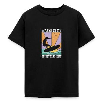 Water Wave Spirit Element Ocean Surfer - Teenage T-Shirt - black - Front - AI Model Teenager Male light (155cm)