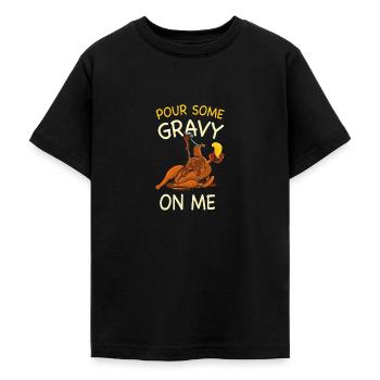 Versez de la sauce sur moi Thanksgiving Turquie - T-shirt Ado - noir - Devant - AI Model Teenager Male light (155cm)