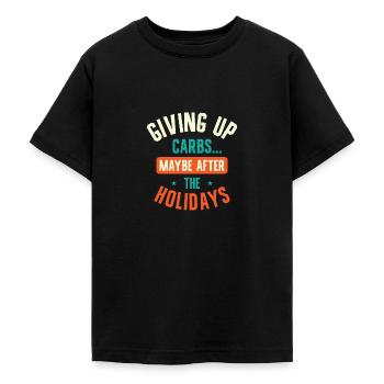Christmas Holiday Carbs Foodie Fitness Work Out - Teenage T-Shirt - black - Front - AI Model Teenager Male light (155cm)