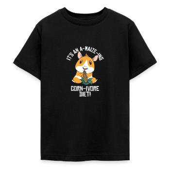 Cute Animal Hamster Corn Pet Food Hamster Lover - Teenage T-Shirt - black - Front - AI Model Teenager Male light (155cm)