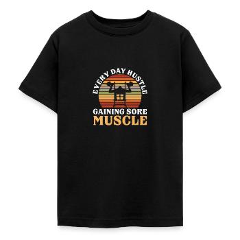 Sore Muscles Hustle Body Builder Fitness Workout - Teenage T-Shirt - black - Front - AI Model Teenager Male light (155cm)