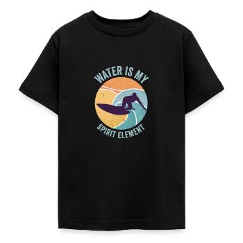 Water Wave Spirit Element Ocean Surfer - Teenage T-Shirt - black - Front - AI Model Teenager Male light (155cm)
