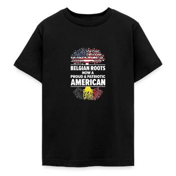 Lieu de naissance : Belgique, Belgique, Américain, États-Unis - T-shirt Ado - noir - Devant - AI Model Teenager Male light (155cm)