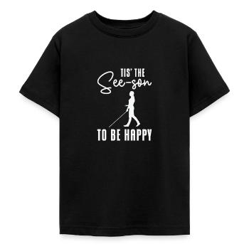 Braille Blind Blindness Awareness Visually - Teenage T-Shirt - black - Front - AI Model Teenager Male light (155cm)