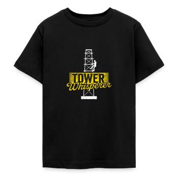Technicien d’escalade de tour cellulaire - T-shirt Ado - noir - Devant - AI Model Teenager Male light (155cm)