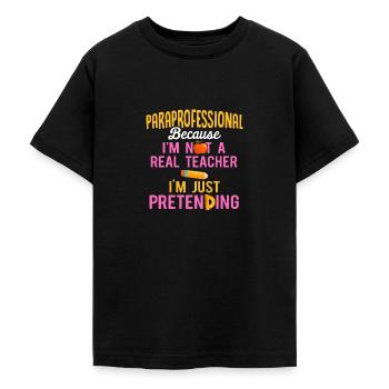 Paraprofessional Teacher Para Educator - Teenage T-Shirt - black - Front - AI Model Teenager Male light (155cm)