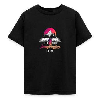 Space River Mountain Imagination - T-shirt Ado - noir - Devant - AI Model Teenager Male light (155cm)