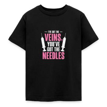 Phlebotomist Phlebotomy Nurse Tech - Teenage T-Shirt - black - Front - AI Model Teenager Male light (155cm)