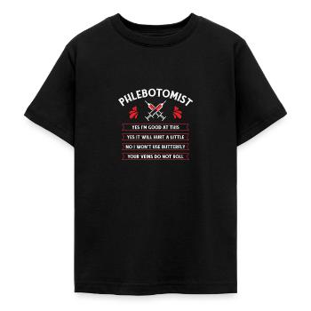 Phlebotomist Phlebotomy Nurse Tech - Teenage T-Shirt - black - Front - AI Model Teenager Male light (155cm)