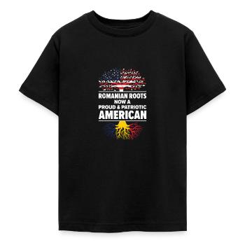 geboren rumänisch Rumänien amerikanisch USA - Teenager T-Shirt - Schwarz - Vorne - AI Model Teenager Male light (155cm)