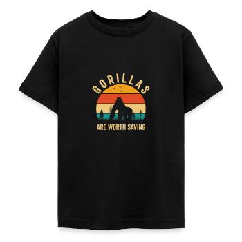 World Wildlife Day Gorilla Wildlife Animal - Teenage T-Shirt - black - Front - AI Model Teenager Male light (155cm)