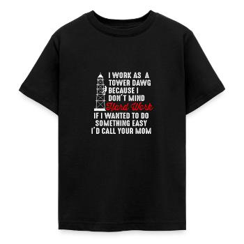 Technicien d’escalade de tour cellulaire - T-shirt Ado - noir - Devant - AI Model Teenager Male light (155cm)