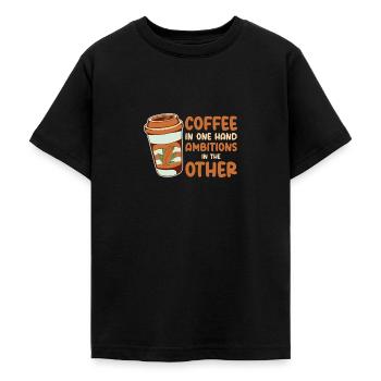 Ambition Objectif Café Amateur Citations de motivation - T-shirt Ado - noir - Devant - AI Model Teenager Male light (155cm)