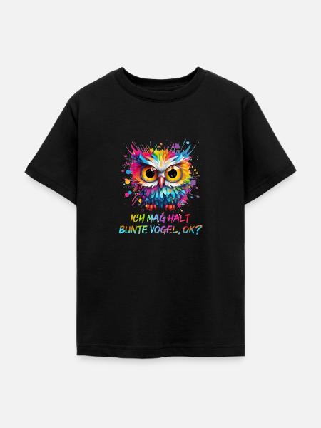 LUSTIGE BUNTE EULE - Teenager T-Shirt - Schwarz