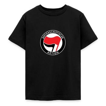 Antifaschistische Aktion, Antifa Logo, Flaggen - Teenager T-Shirt - Schwarz - Vorne - AI Model Teenager Male light (155cm)