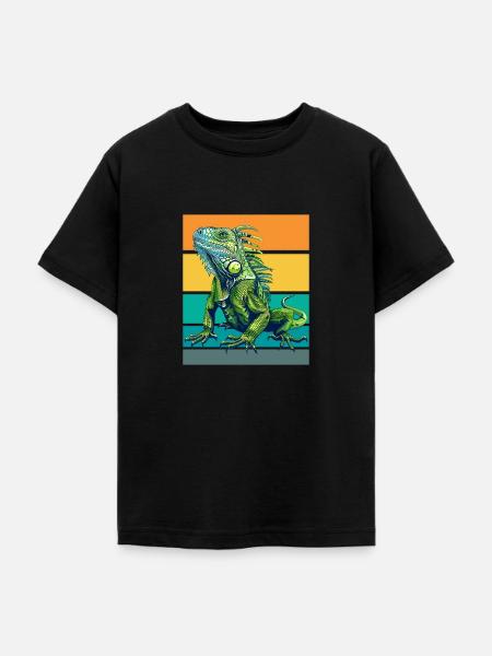Retro Leguan - Teenager T-Shirt - Schwarz