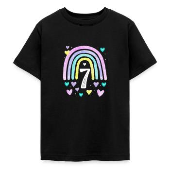 Geburtstag 7 Jahre Mädchen Regenbogen Sieben - Teenager T-Shirt - Schwarz - Vorne - AI Model Teenager Male light (155cm)
