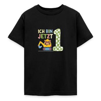 Ich bin jetzt 1 Bagger Bär 1. Geburtstag - Teenager T-Shirt - Schwarz - Vorne - AI Model Teenager Male light (155cm)