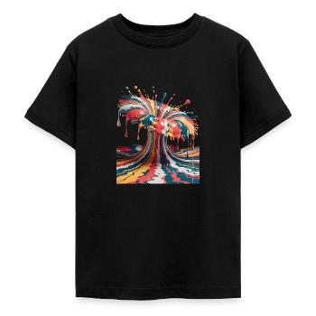 Regnbuefarve eksplosion - Teenager-T-shirt - sort - Foran - AI Model Teenager Male light (155cm)
