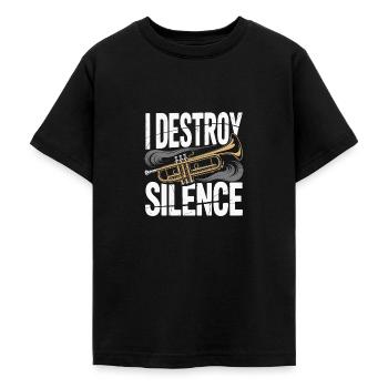 Trumpet I Destroy Silence - Teenage T-Shirt - black - Front - AI Model Teenager Male light (155cm)