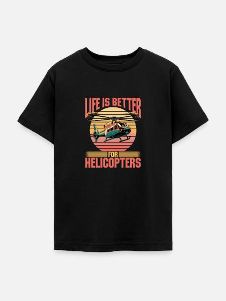 Helicopter funny Pilot - Teenager T-Shirt - Schwarz