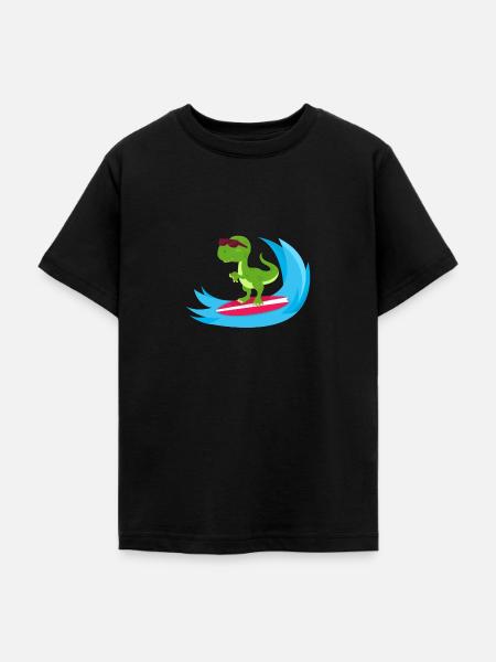 Surfender Dinosaurier - Teenager T-Shirt - Schwarz