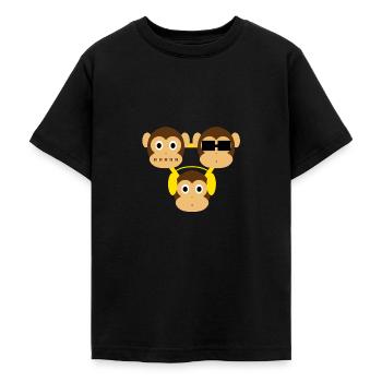Three monkeys - one blind, one deaf, one dumb - Teenage T-Shirt - black - Front - AI Model Teenager Male light (155cm)