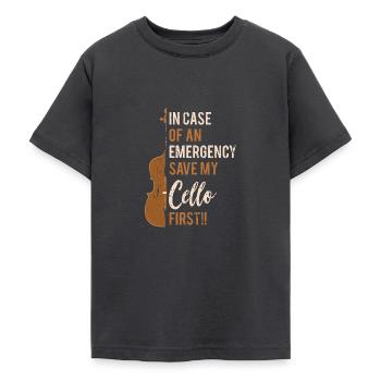 Cello-Instrument speichern - Teenager T-Shirt - Dunkelgrau - Vorne - AI Model Teenager Male light (155cm)