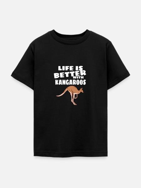 Känguru - Teenager T-Shirt - Schwarz