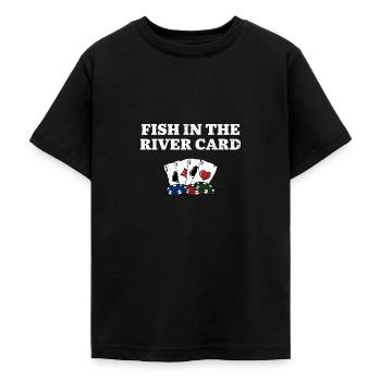Fish in the River Card Card Games Poker Card - Teenage T-Shirt - black - Front - AI Model Teenager Male light (155cm)