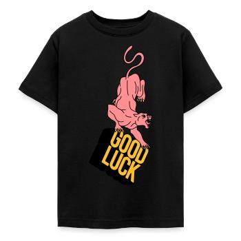 BONNE CHANCE | Rétro | Vintage | conception - T-shirt Ado - noir - Devant - AI Model Teenager Male light (155cm)
