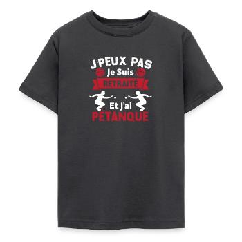 J'peux pas je suis Retraité et j'ai Pétanque - T-shirt Ado - charbon - Devant - AI Model Teenager Male light (155cm)