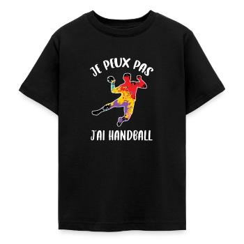 Je peux pas j'ai Handball - T-shirt Ado - noir - Devant - AI Model Teenager Male light (155cm)